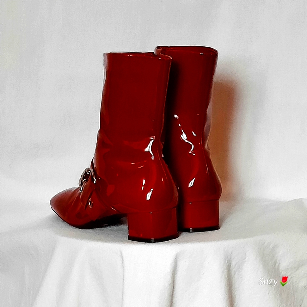 FRANCO SARTO Cherry Red Genuine Patent Leather Booties - Picture 6 of 6